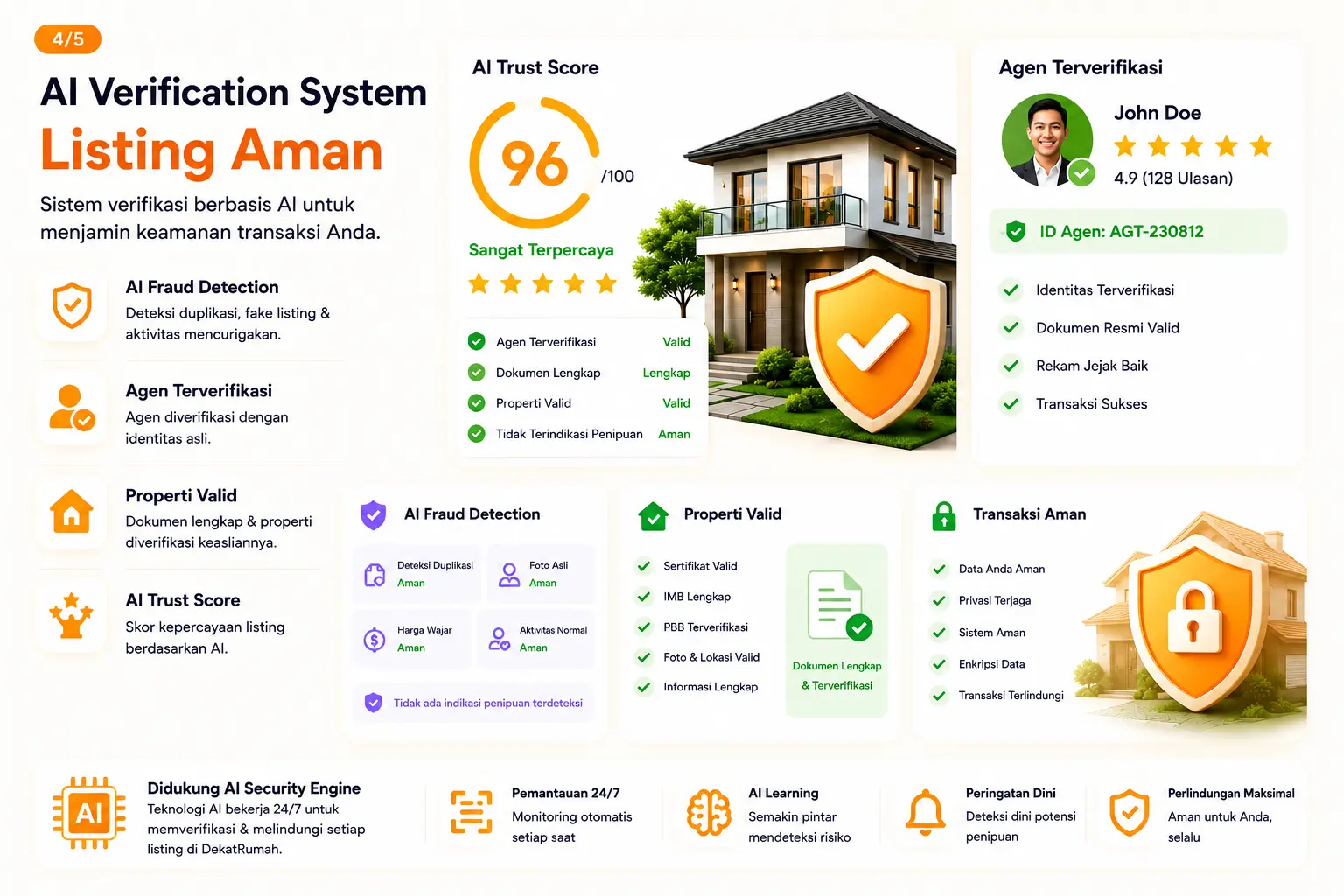 Sistem verifikasi agen dan listing properti aman di DekatRumah